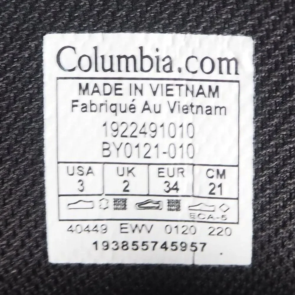 Columbia Flow‎ Borough Mid Outdoor Hiking Boots Black BY0121-010 Youth 3